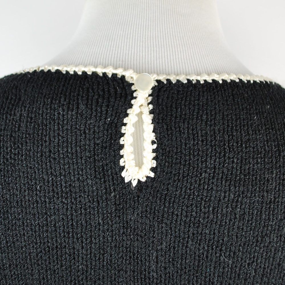 Vintage 80s Lara Ferrante Short Sleeve Angora Trim Sweater M - Picture 9 of 10